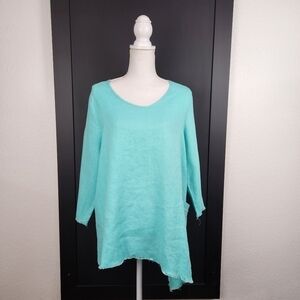 SARA Nicole 3/4 Sleeve Pullover Linen Tunic Size Large